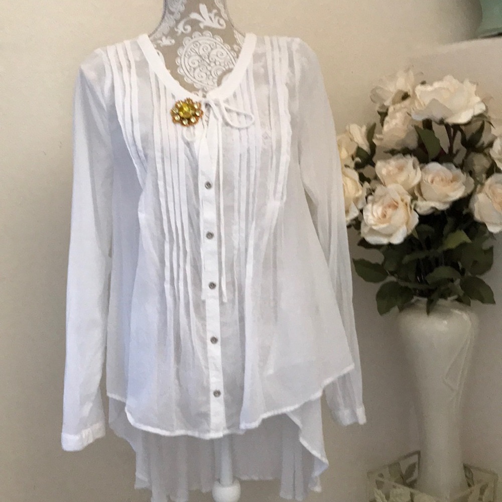 FREE-PEOPLE SEMI-SHEER HI-LOW COTTON  TUNIC  Sz M